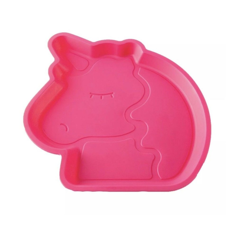 New Your Zone Plastic Unicorn Shaped Kids Plate Pink Color Microwave Safe Home